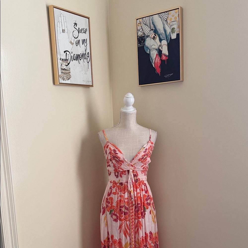 New Angie Red and Pink Floral Dress - Picture 3 of 15